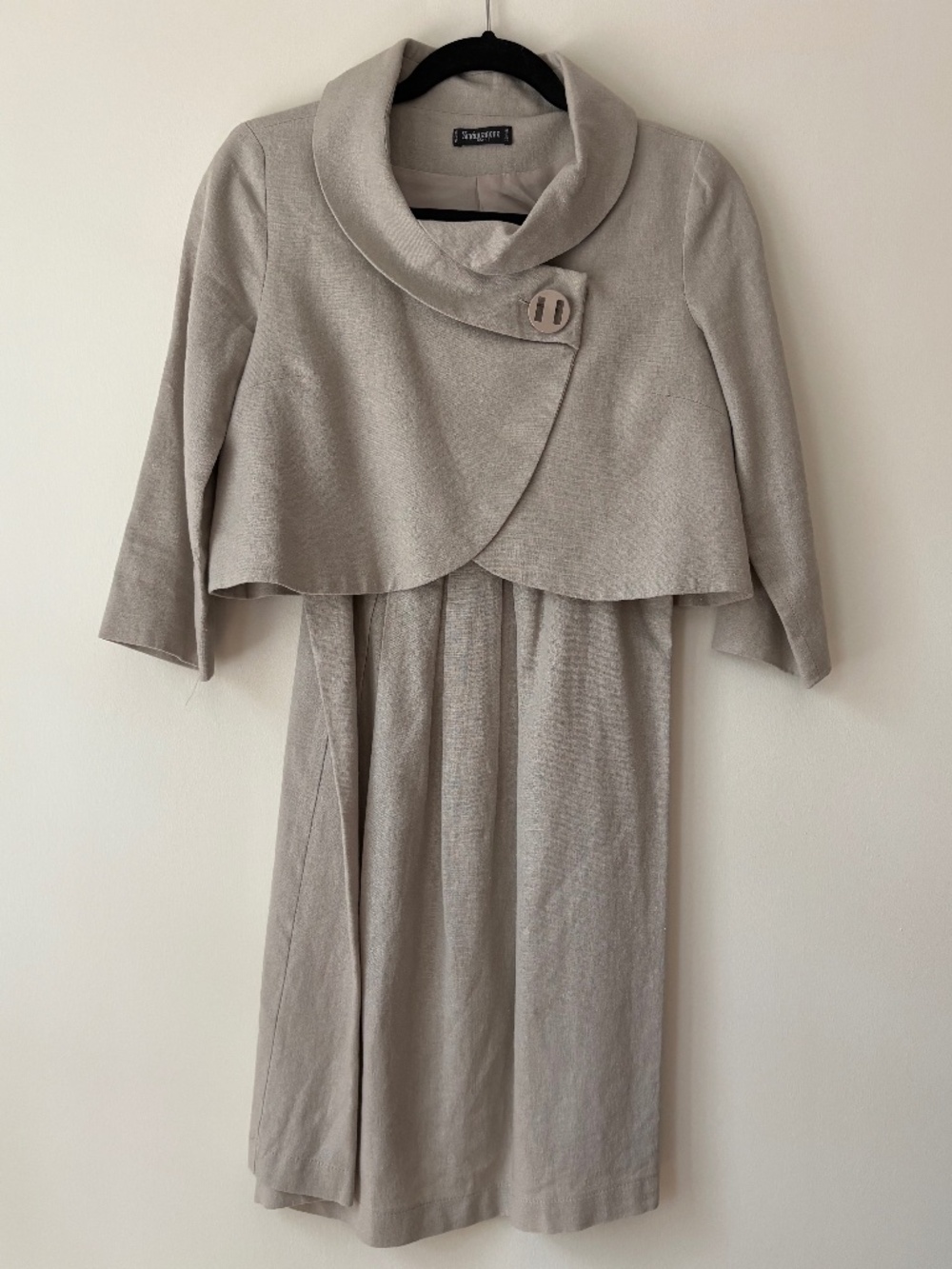 Beige 2 Piece Dress & Jacket Suit
